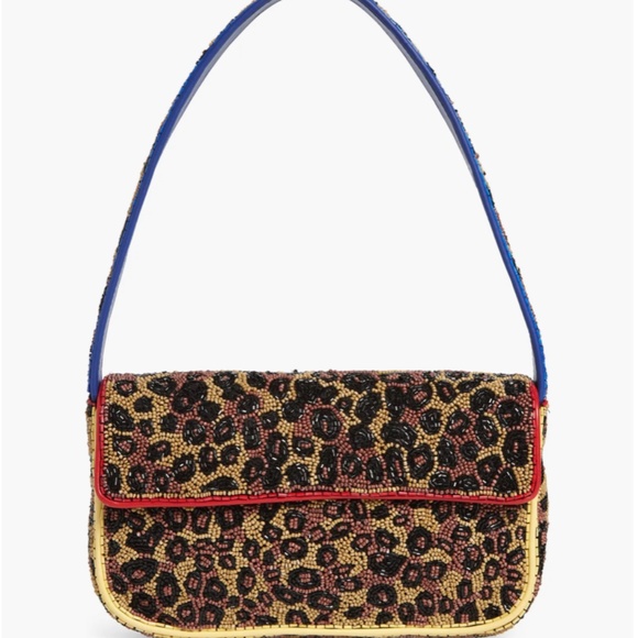 STAUD Handbags - NWT Staud Tommy Beaded Leopard Bag